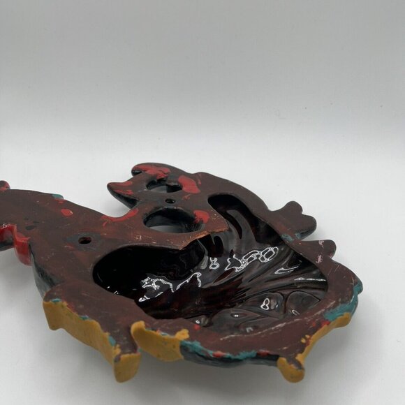 Vintage Black Rooster Chalkware Farmhouse Kitchen Art Deco MCM Plaques Set Of 2 - Picture 6 of 6